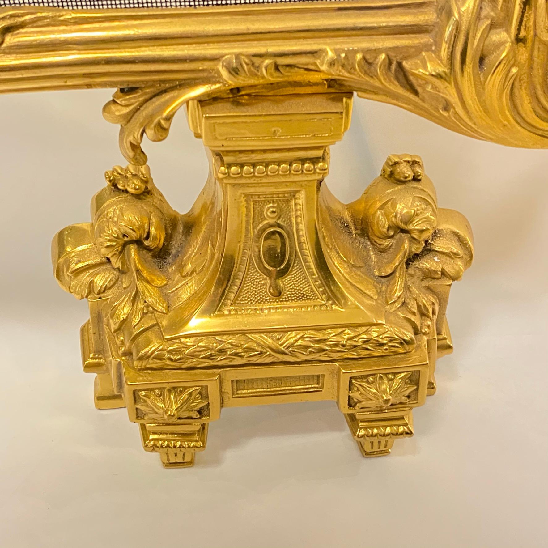 Large French Gilt Bronze Firescreen in the Louis XVI Style 4