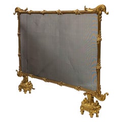 Large French Gilt Bronze Firescreen in the Louis XVI Style