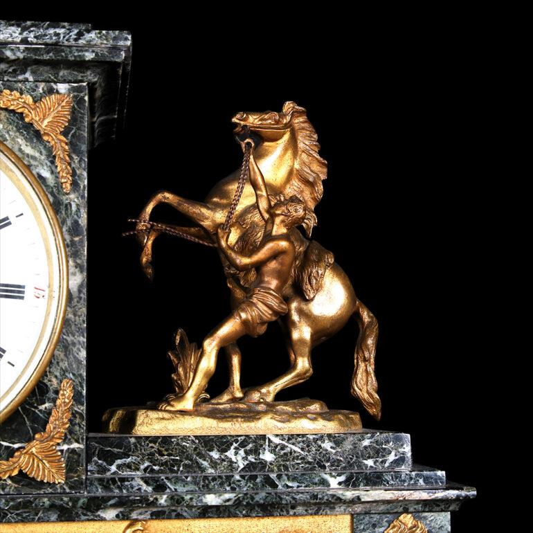 Large French Gilt Bronze & Marble Mantle Clock Set “Balthazar París” 2