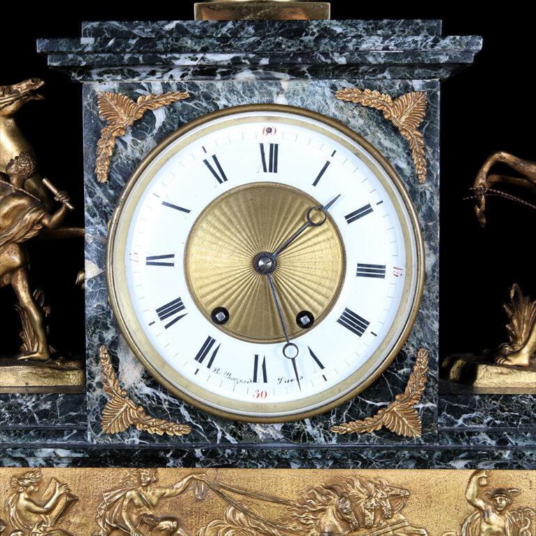 Large French Gilt Bronze & Marble Mantle Clock Set “Balthazar París” 3
