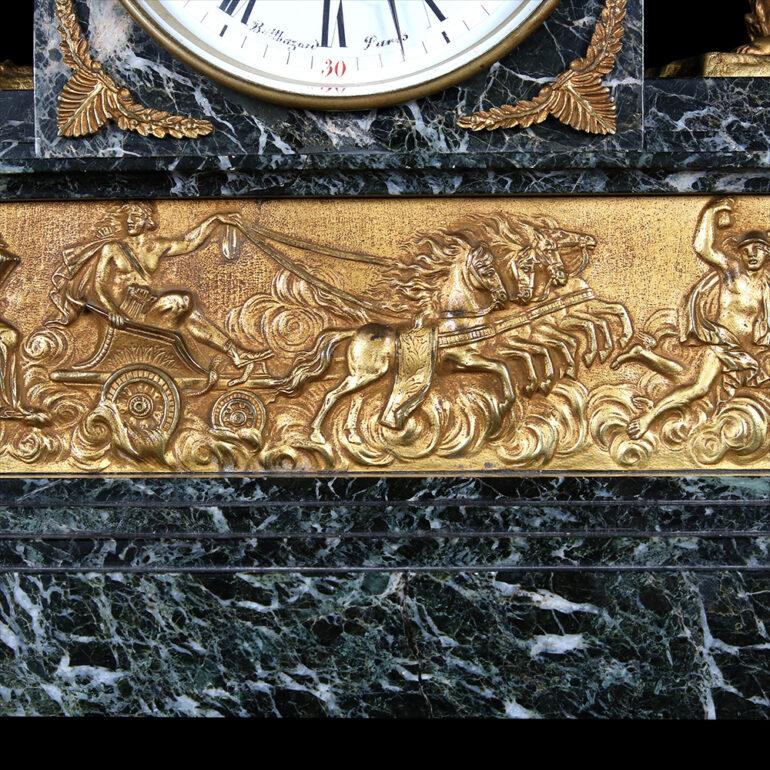 Large French Gilt Bronze & Marble Mantle Clock Set “Balthazar París” 4