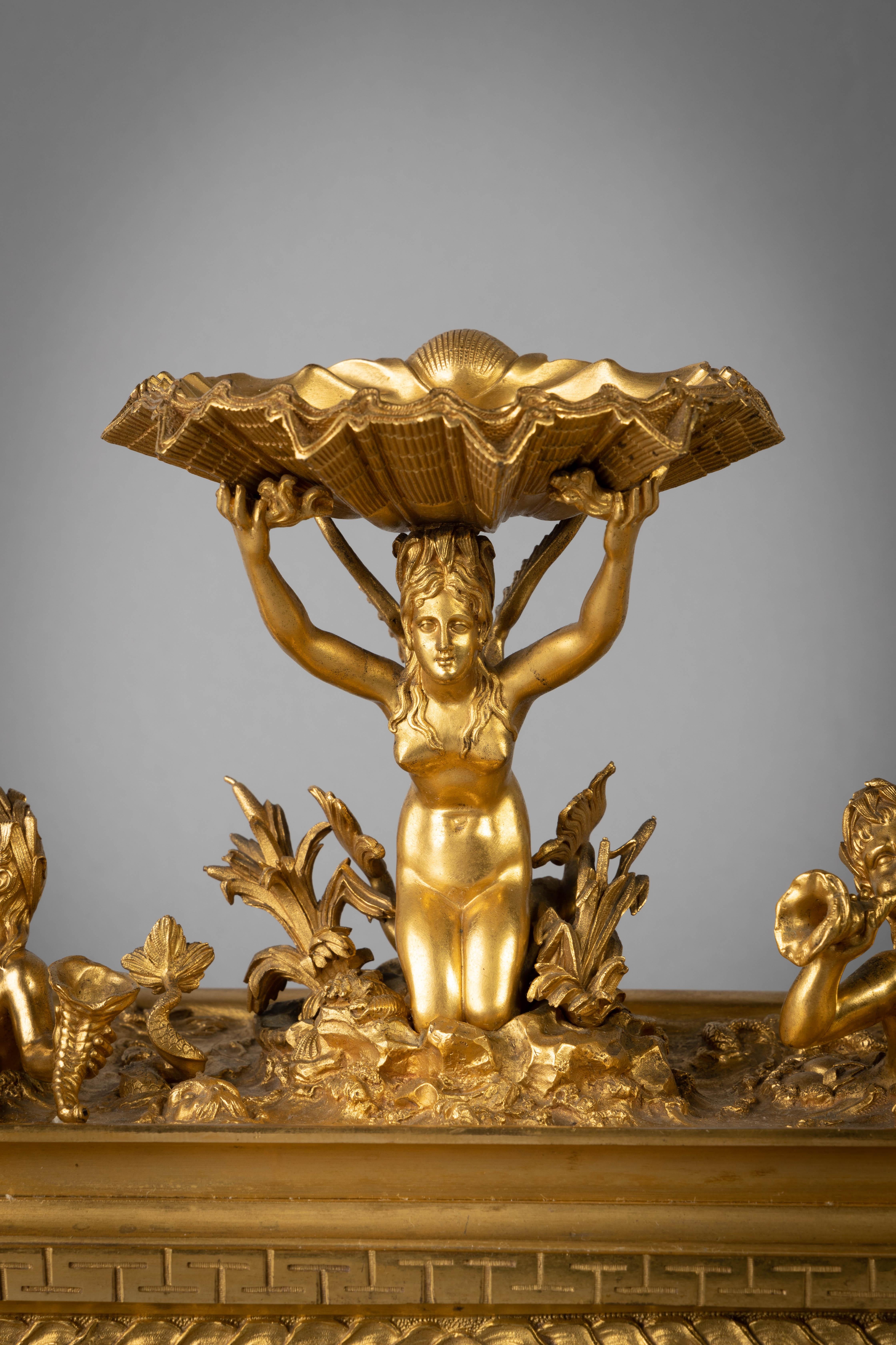 Late 19th Century Large French Gilt Bronze Marine Inkstand, circa 1875 For Sale