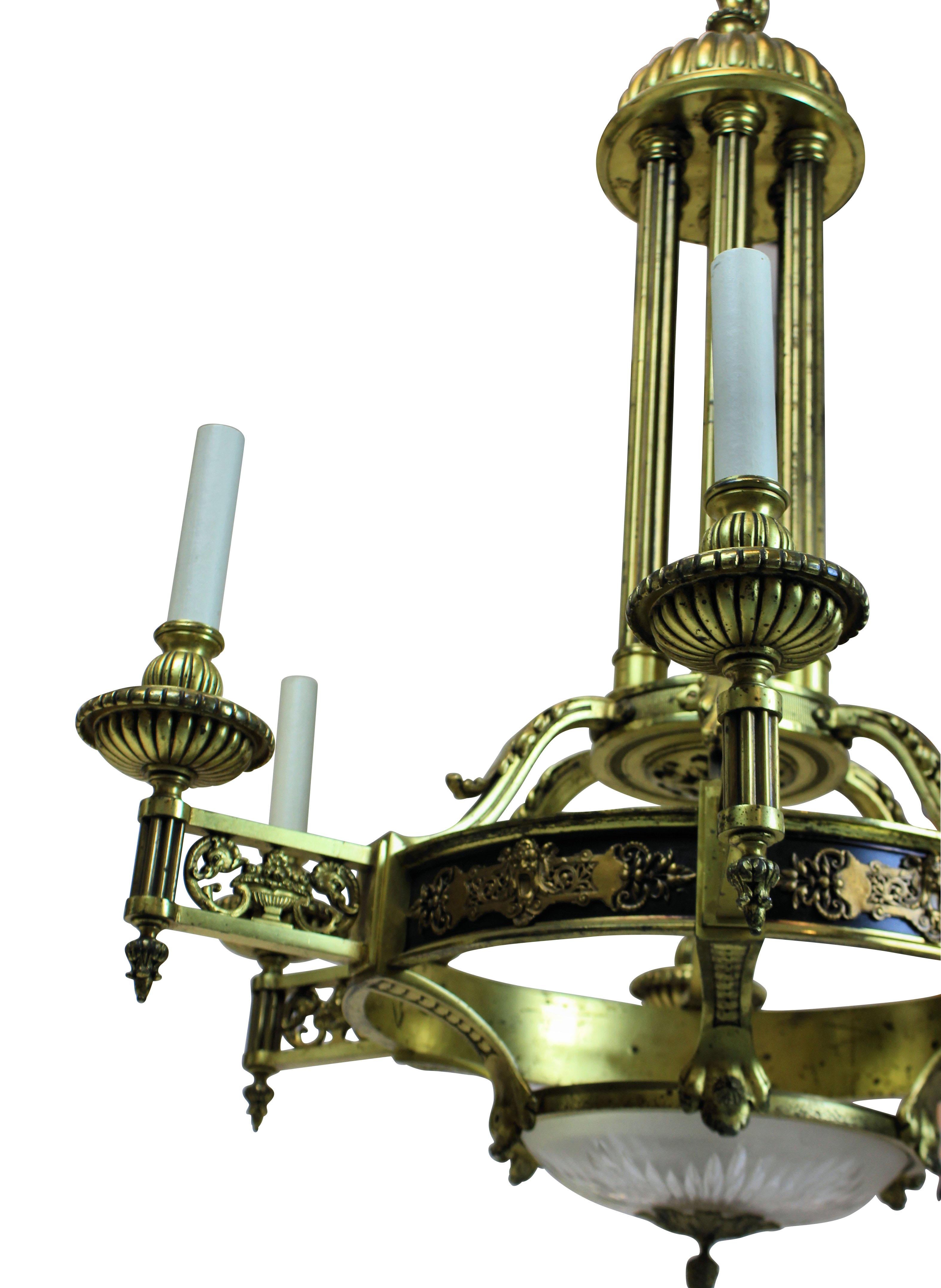 Large French Gilt Bronze Neoclassical Chandelier 5