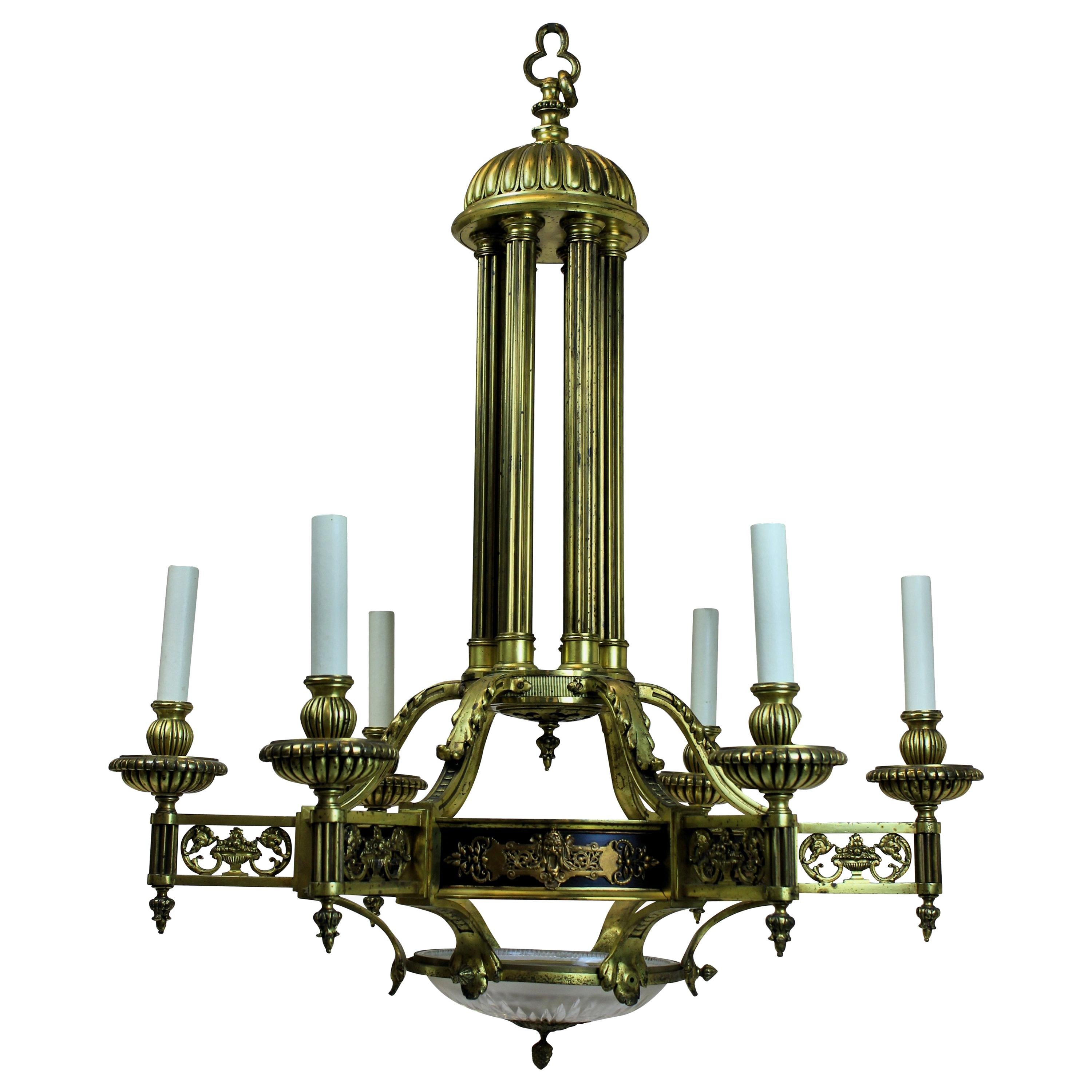 Large French Gilt Bronze Neoclassical Chandelier