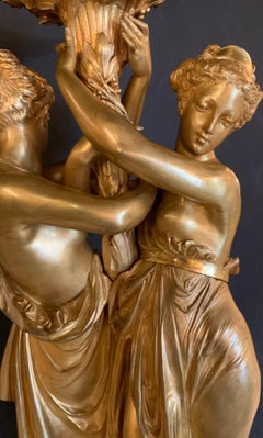 Large French gilt bronze neoclassical sculpture signed A Carrier