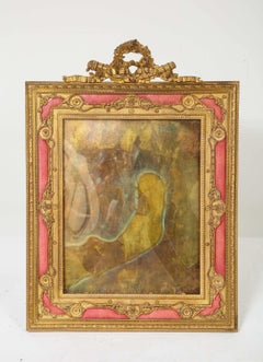 Large French Gilt Bronze Ormolu and Pink Guilloche Enamel Picture Photo Frame