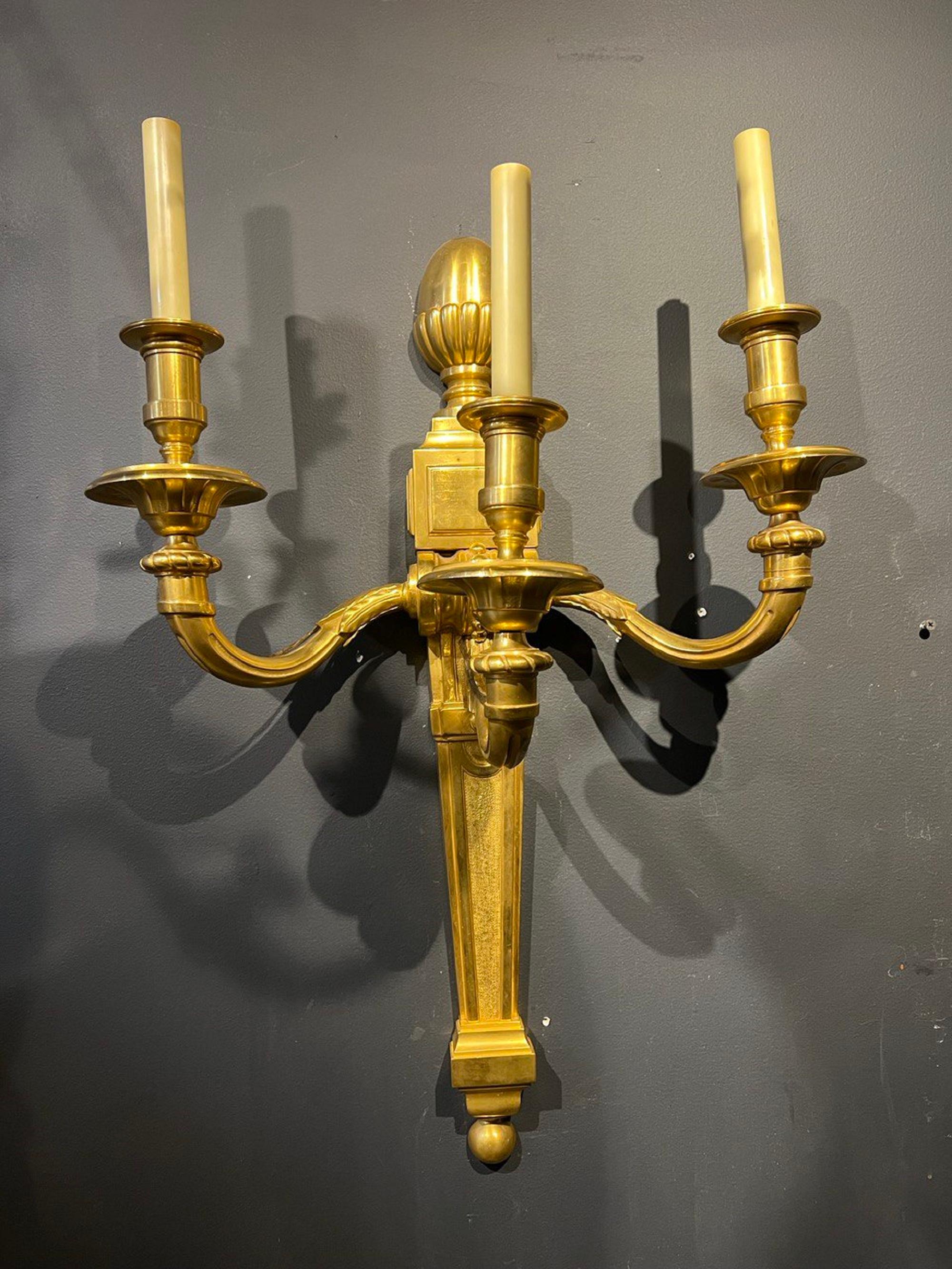 European Large French Gilt Bronze Sconces