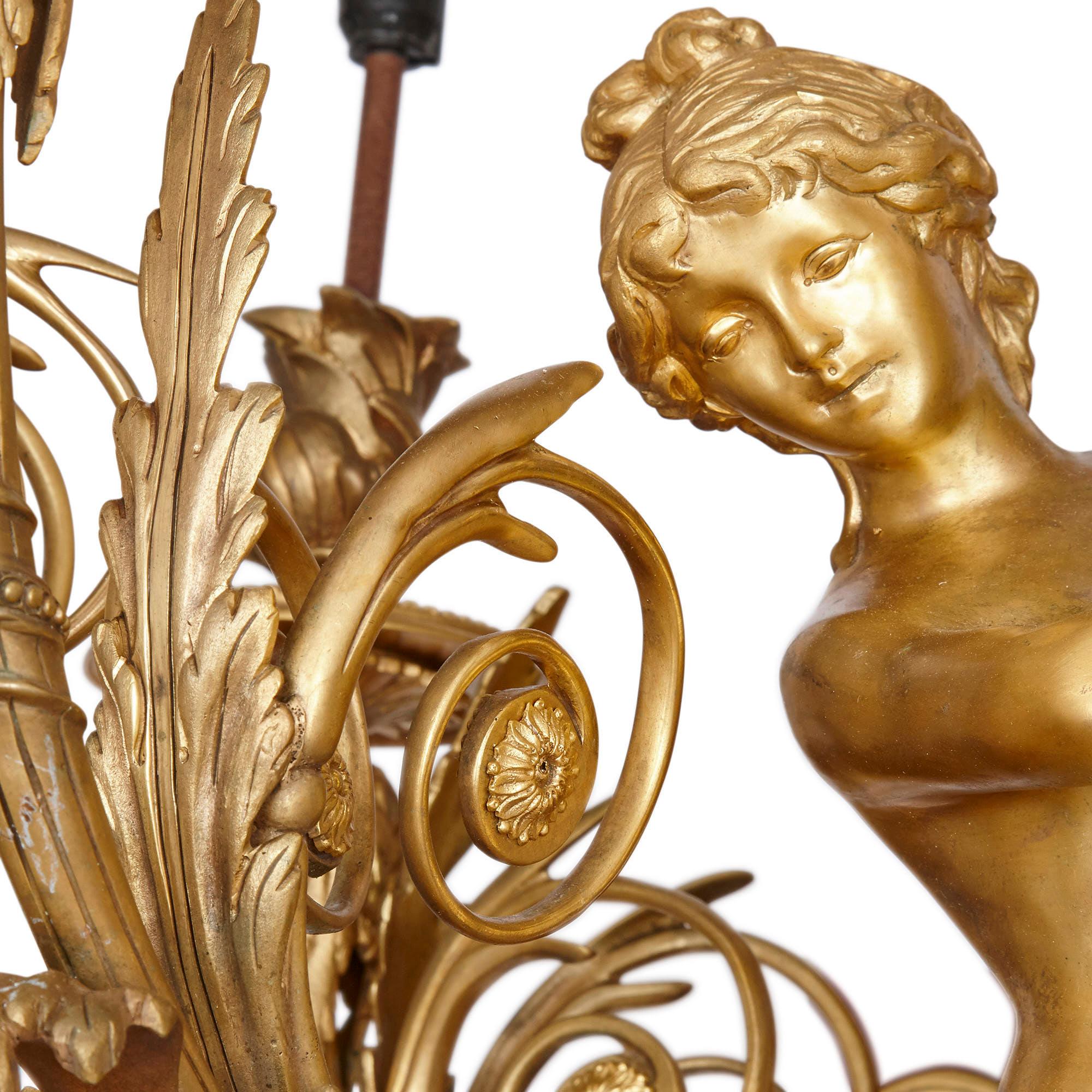 20th Century Large French Gilt Bronze Wall Sconces For Sale