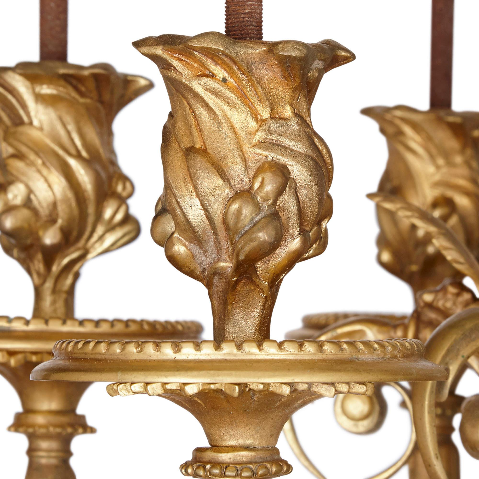 Large French Gilt Bronze Wall Sconces For Sale 1