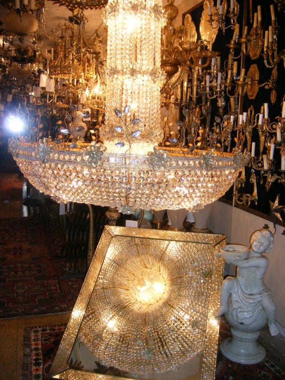 Large French Gilt Chandelier with Crystals For Sale 2