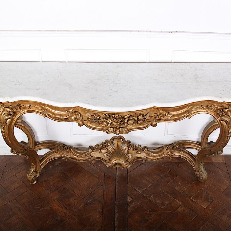 Large French Gilt Marble Console, C.1880 In Good Condition In Vancouver, British Columbia