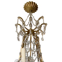 Large French Gilt Metal Crystal Chandelier