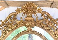 Large French Gilt Mirror Oval Cherub Frame Louis XVI