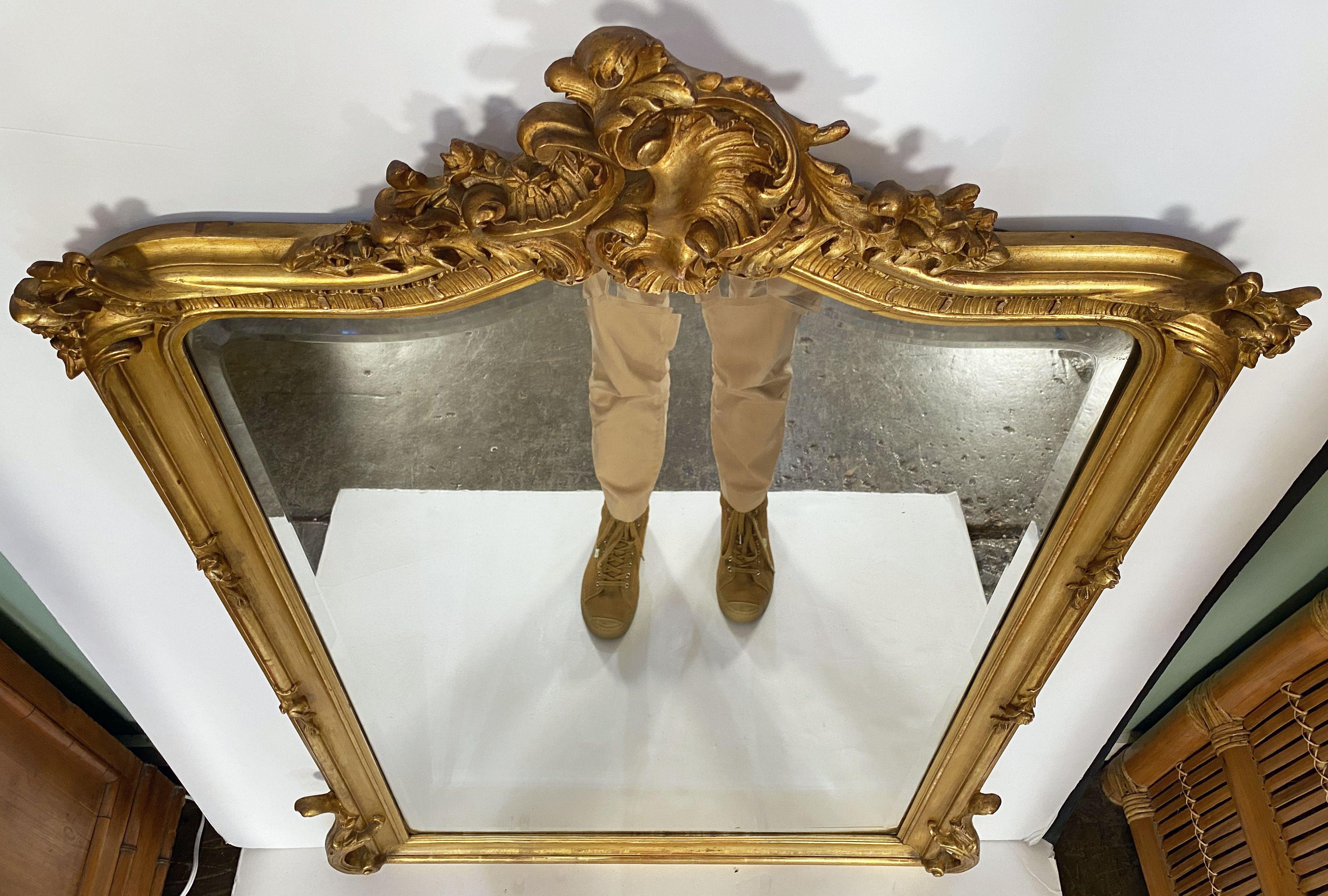 Großer französischer vergoldeter Pfeilerspiegel aus dem 19. Jahrhundert (H 56 x W 37) im Angebot 5