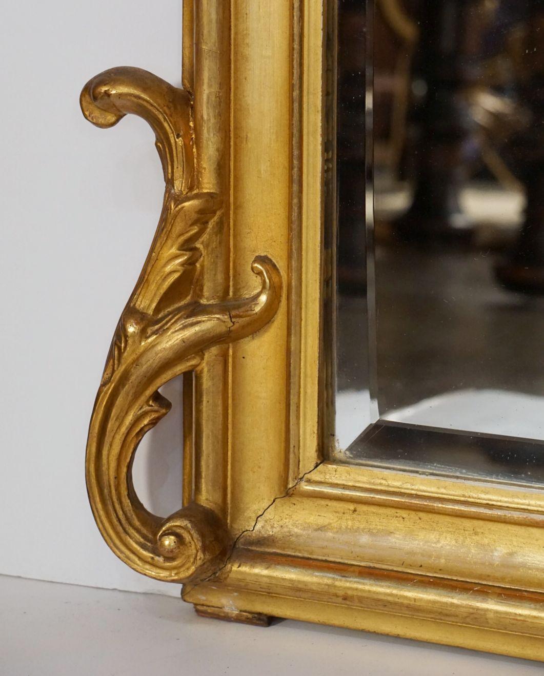 Großer französischer vergoldeter Pfeilerspiegel aus dem 19. Jahrhundert (H 56 x W 37) im Angebot 6
