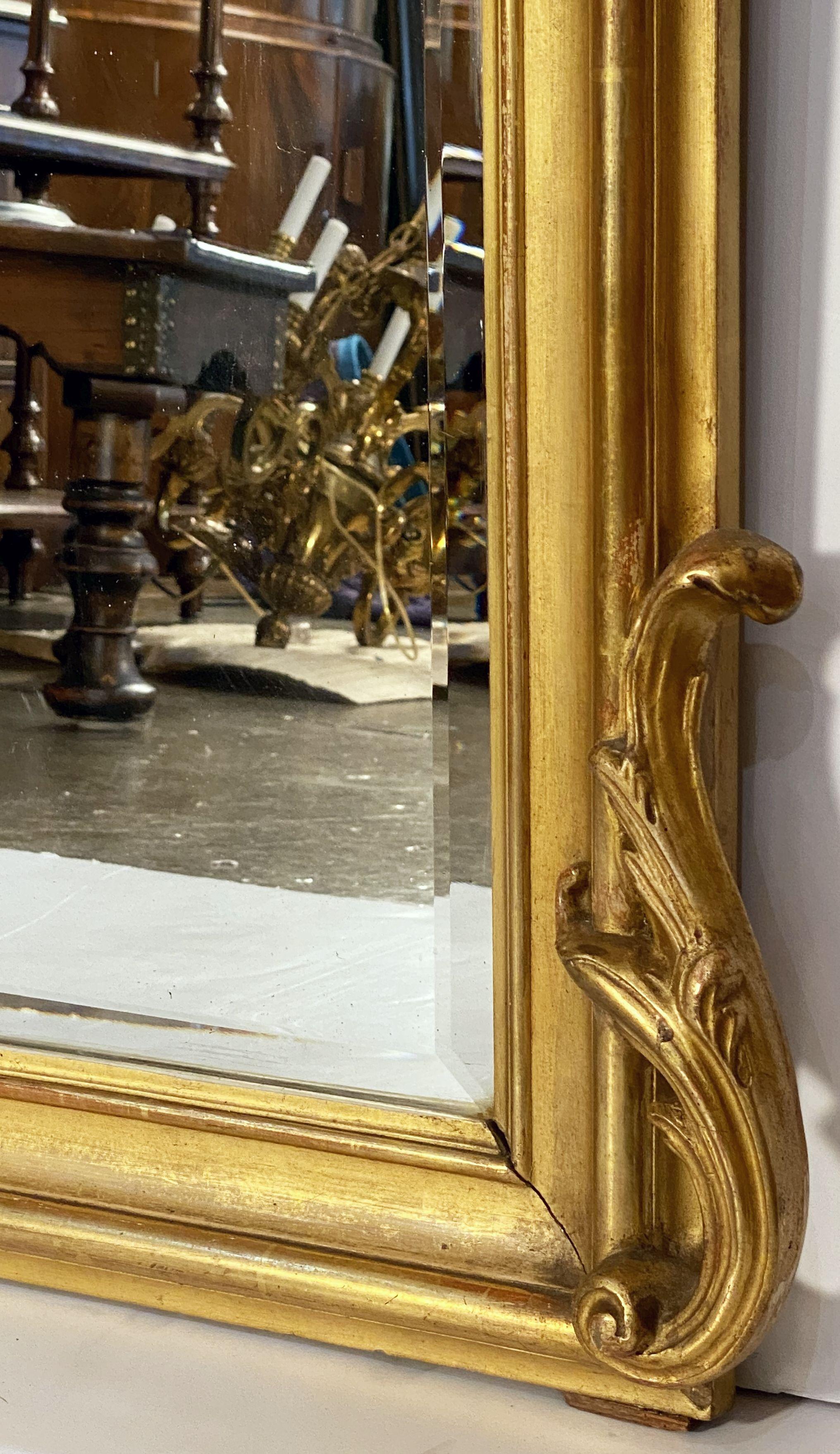 Großer französischer vergoldeter Pfeilerspiegel aus dem 19. Jahrhundert (H 56 x W 37) im Angebot 9