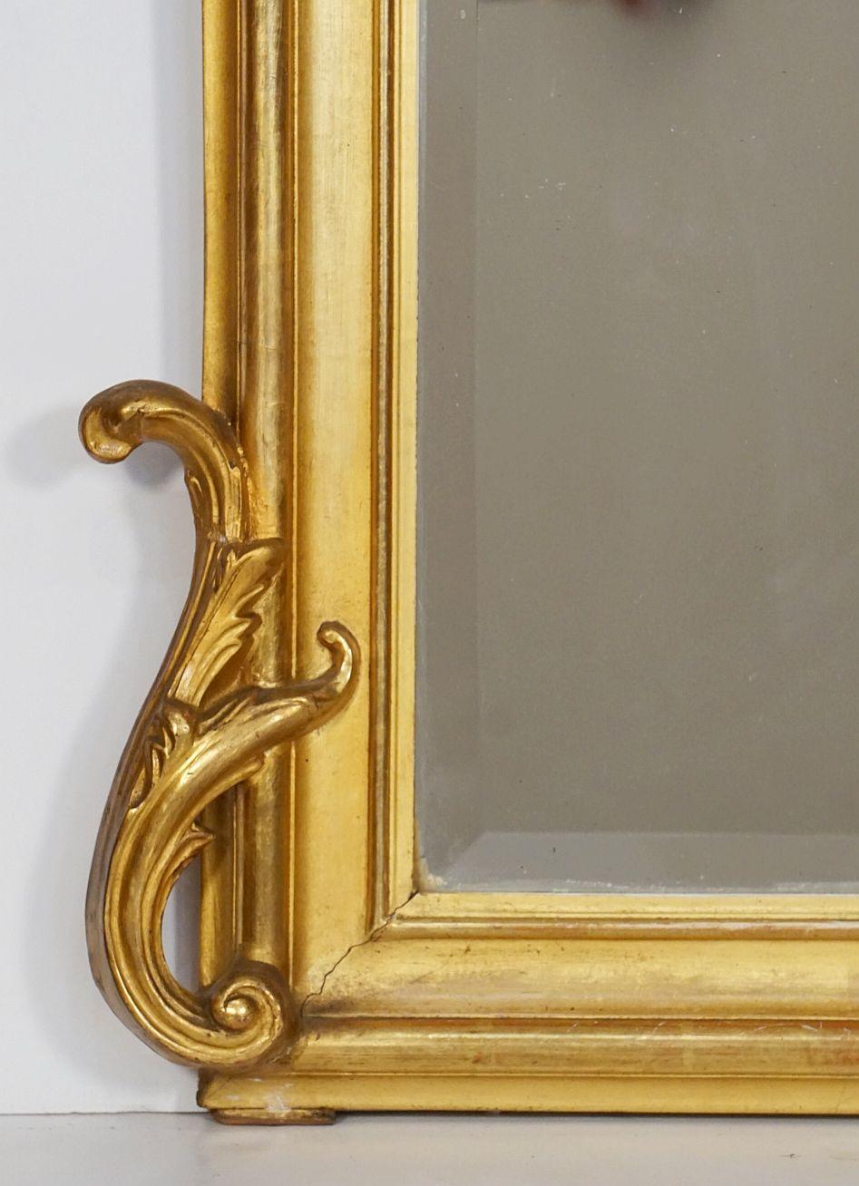 Großer französischer vergoldeter Pfeilerspiegel aus dem 19. Jahrhundert (H 56 x W 37) (Glas) im Angebot