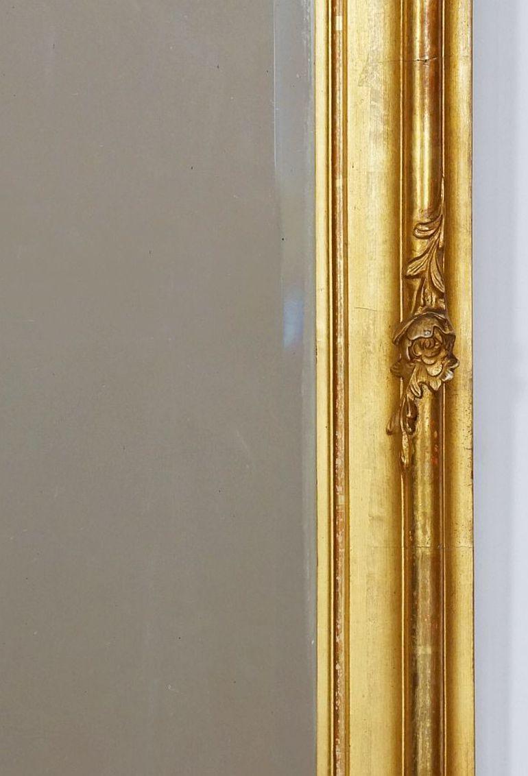 Großer französischer vergoldeter Pfeilerspiegel aus dem 19. Jahrhundert (H 56 x W 37) im Angebot 3