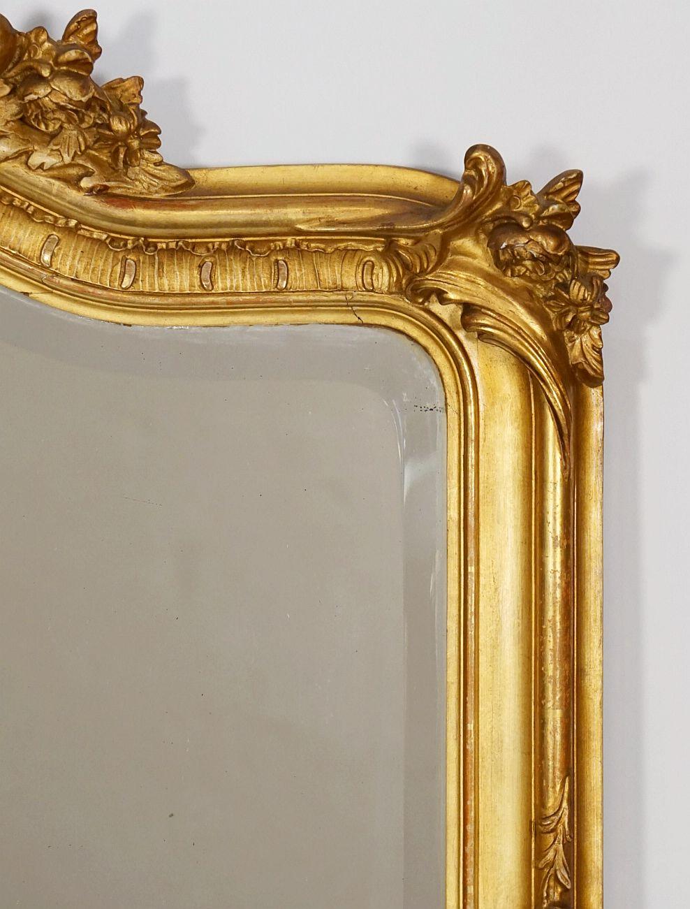 Großer französischer vergoldeter Pfeilerspiegel aus dem 19. Jahrhundert (H 56 x W 37) im Angebot 4