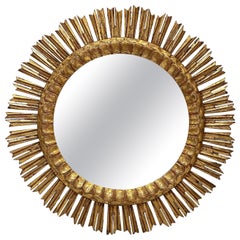 Grand miroir français doré étoilé ou en forme d'étoile de soleil (diamètre 24 1/4)