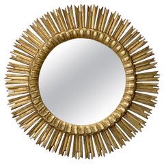 Large French Gilt Starburst or Sunburst Mirror (Dia 25 1/2)