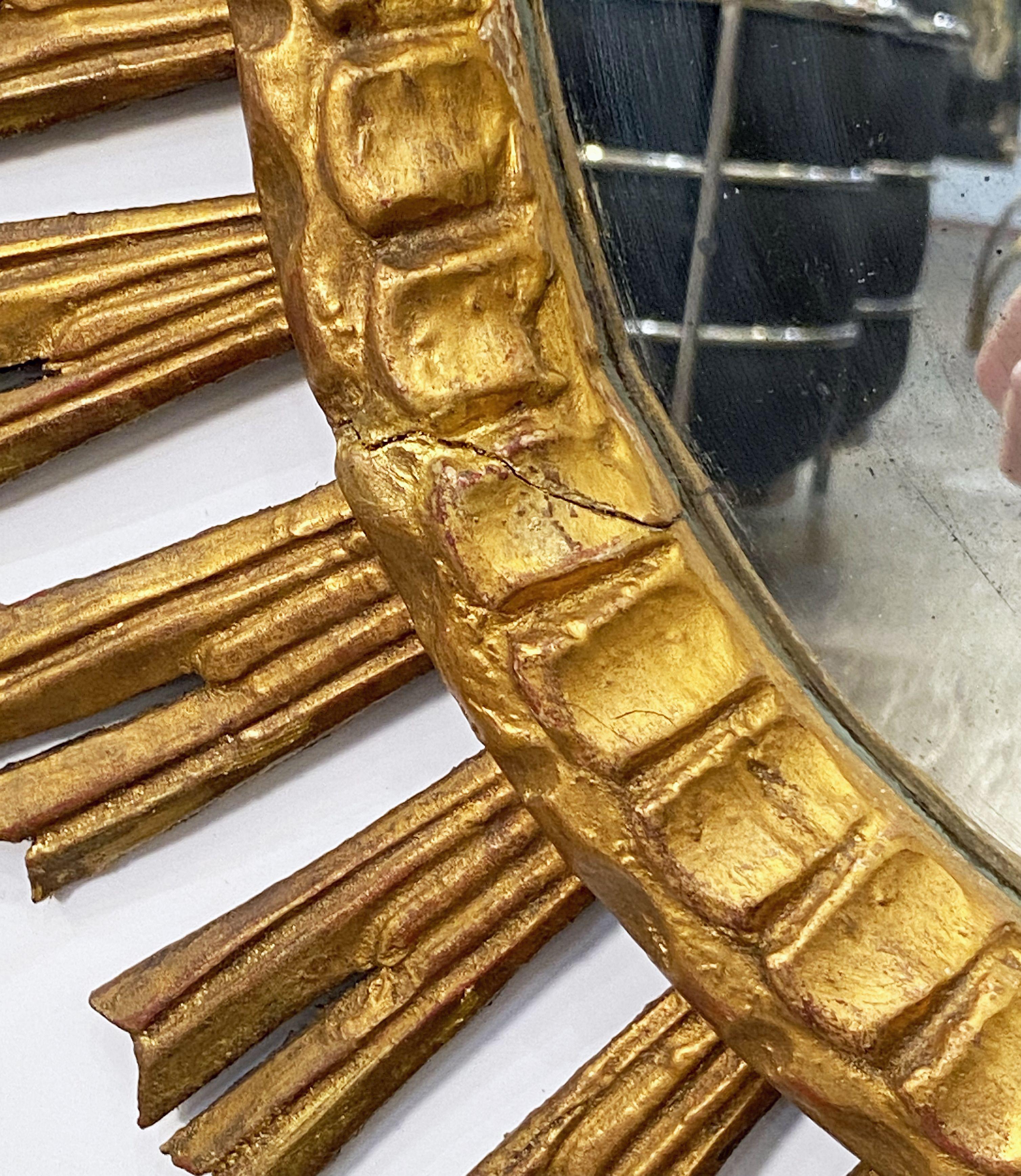 Großer französischer vergoldeter Sternschliff- oder Sonnenschliff-Spiegel (Diamant 25) im Angebot 5