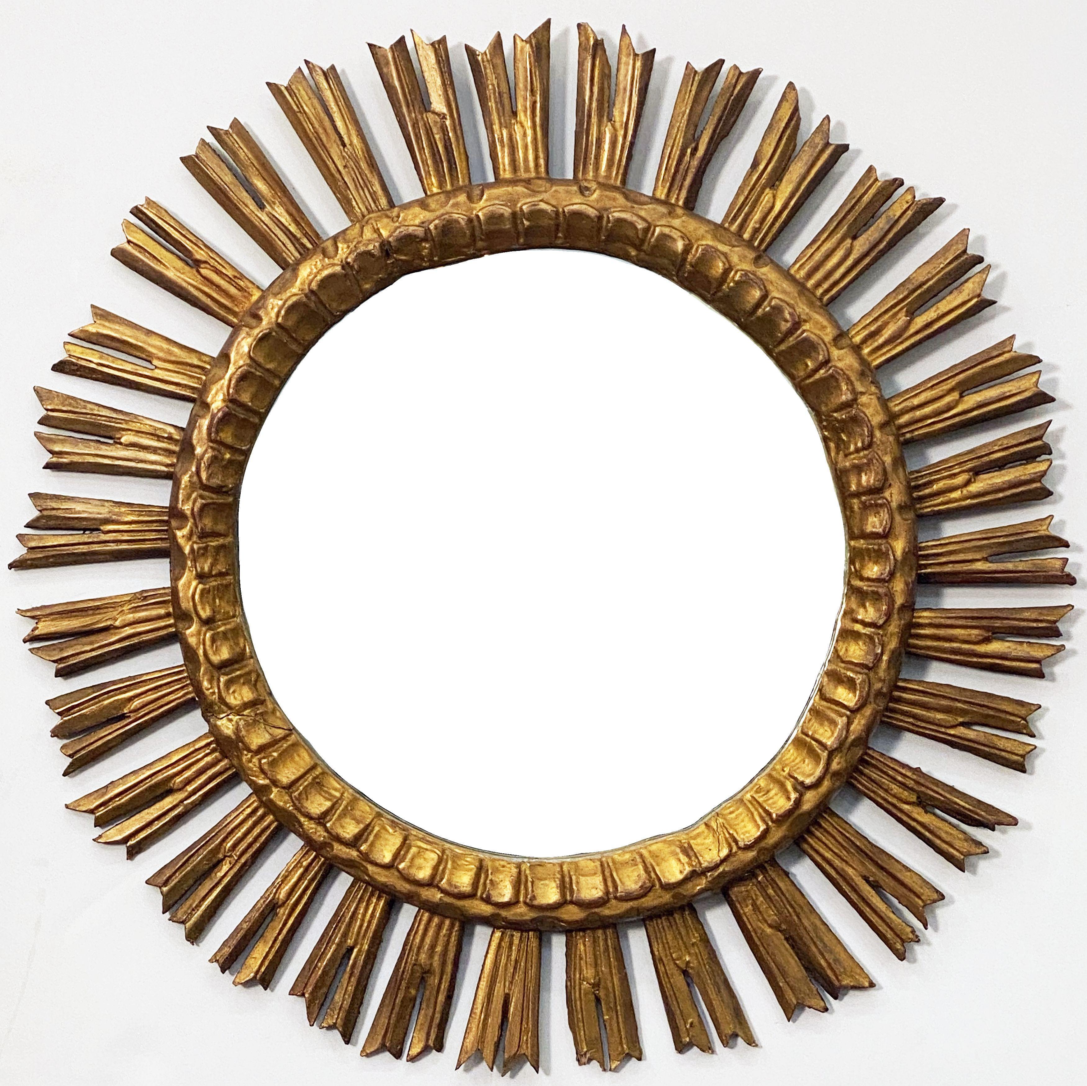 Grand miroir français doré étoilé ou en forme d'étoile de soleil (diamètre 25) en vente 7