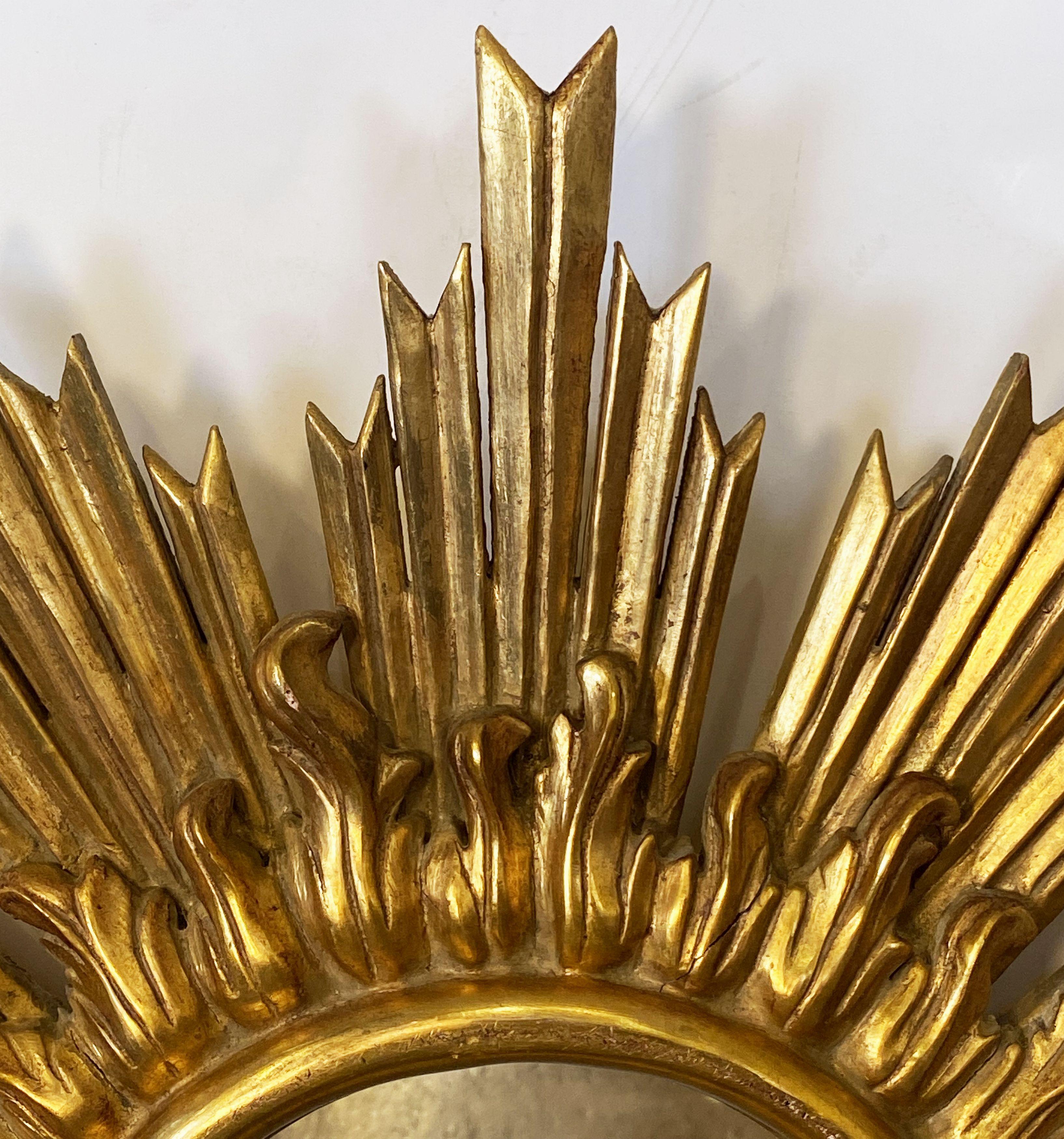 20th Century Large French Gilt Starburst or Sunburst Mirror (Diameter 26 1/2)