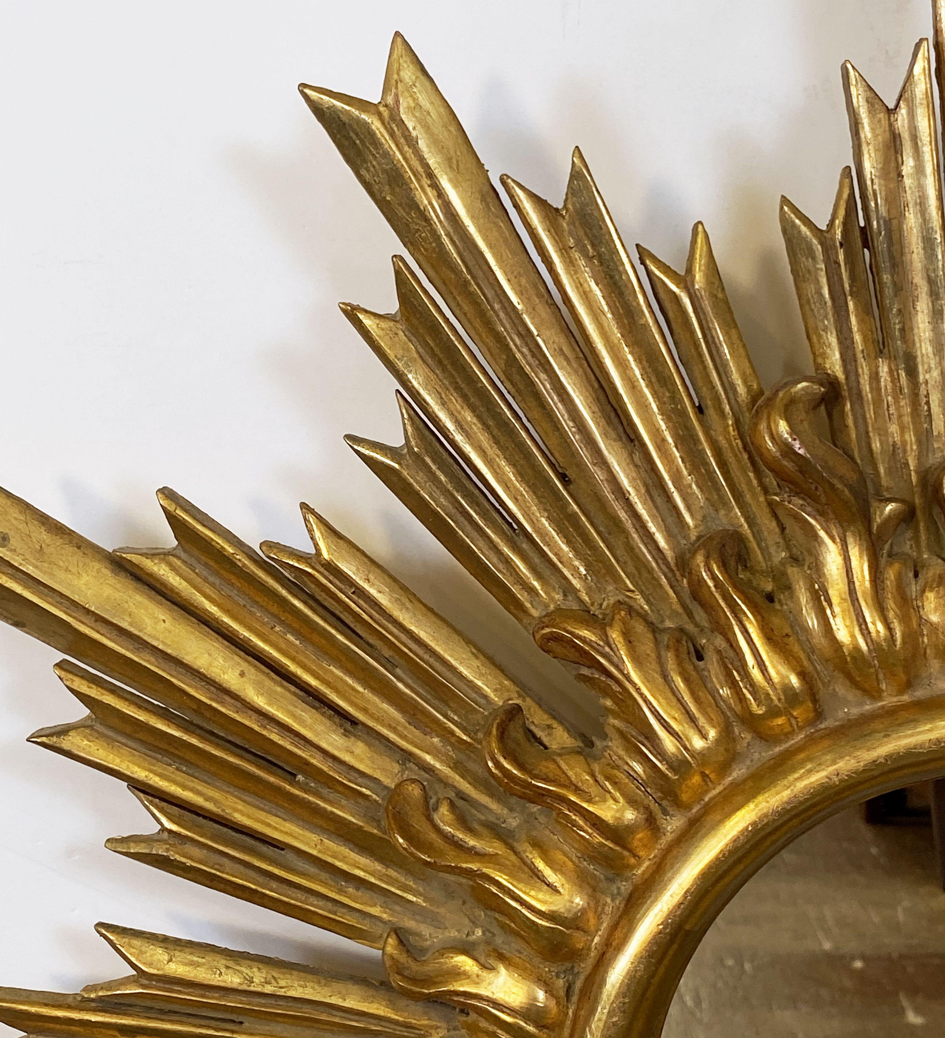 Glass Large French Gilt Starburst or Sunburst Mirror (Diameter 26 1/2)