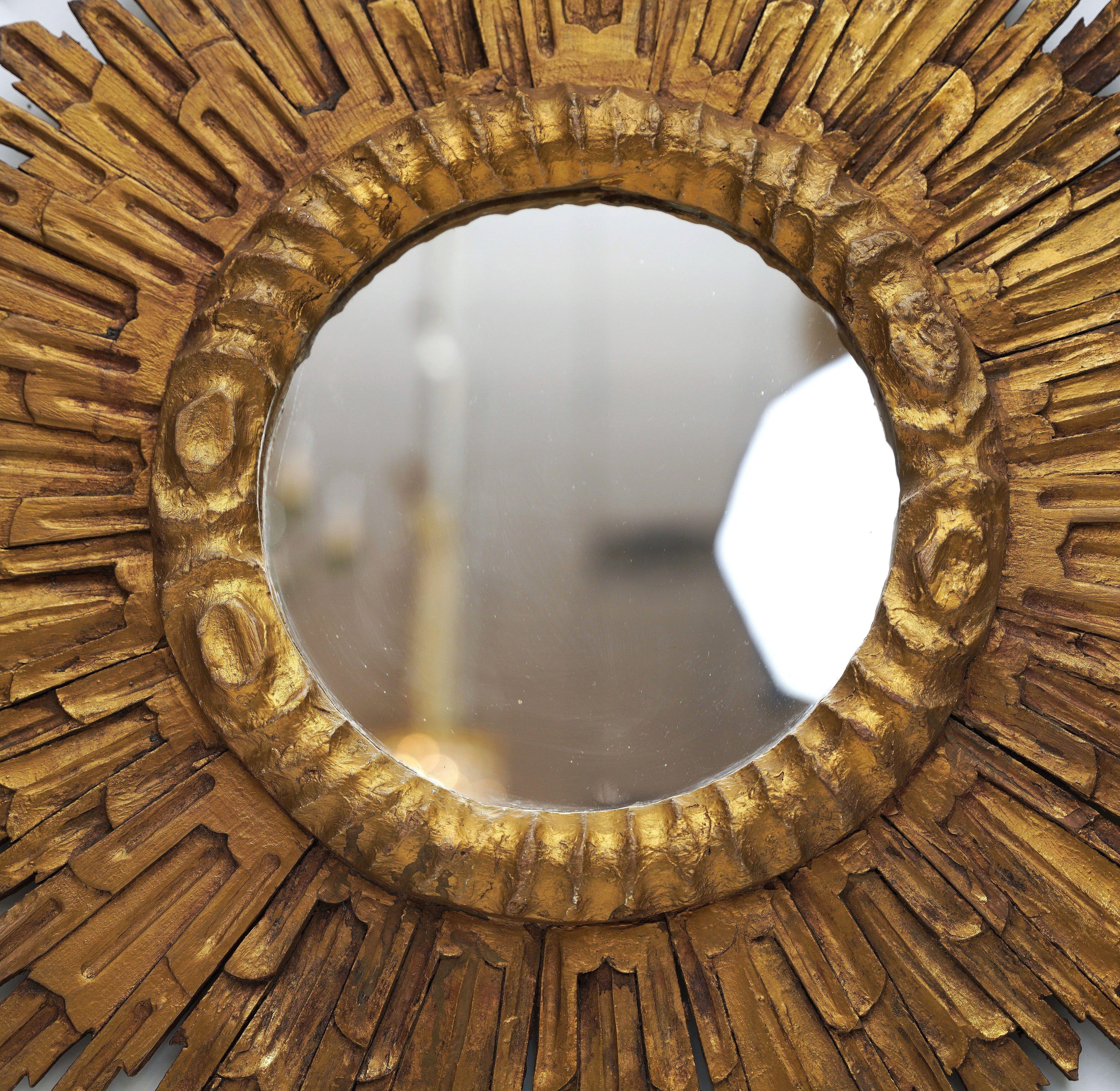 Large French Gilt Starburst or Sunburst Mirror (Diameter 27 1/2) For Sale 5