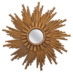Large French Gilt Starburst or Sunburst Mirror (Diameter 45 1/2)