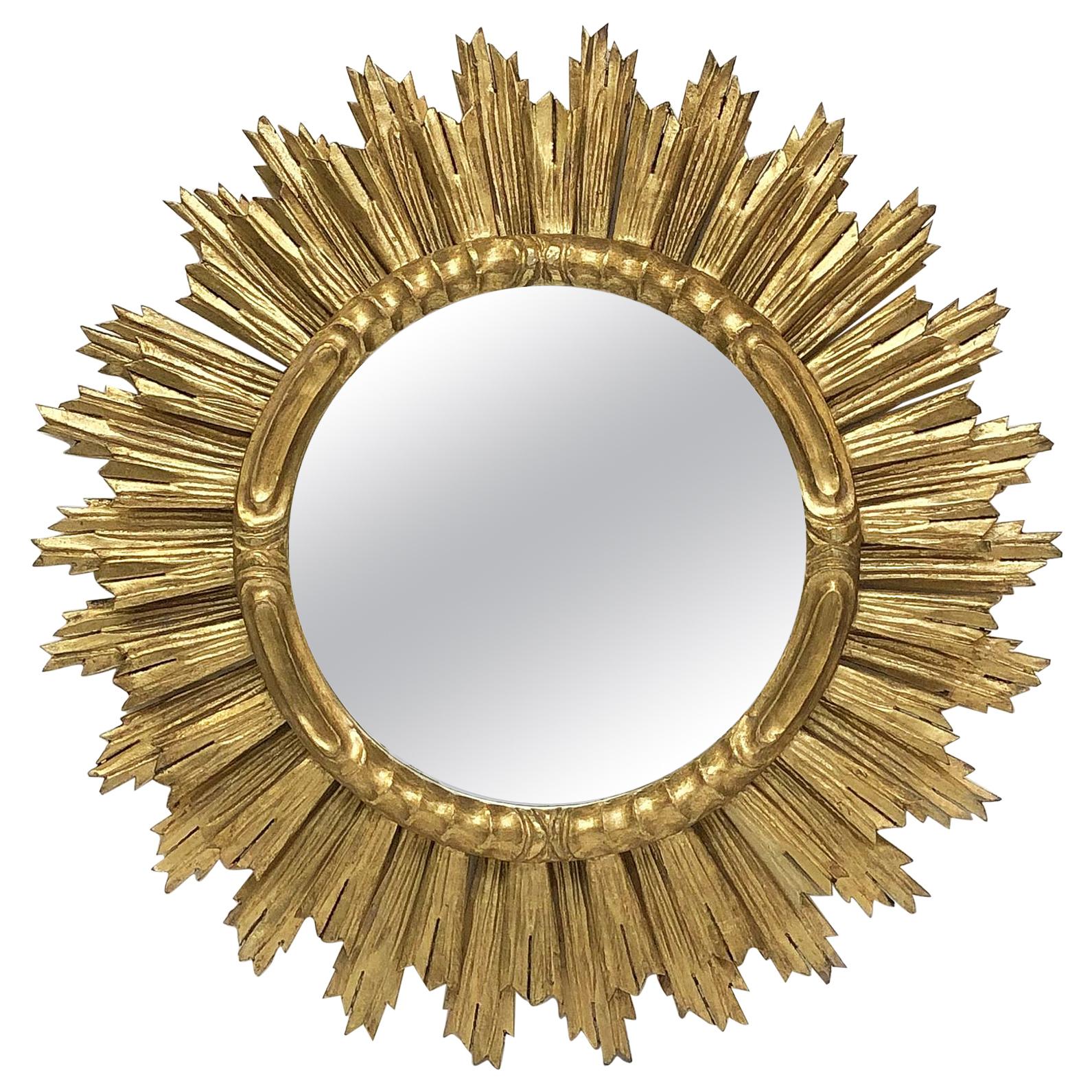Large French Gilt Starburst or Sunburst Mirror (Diameter 29)
