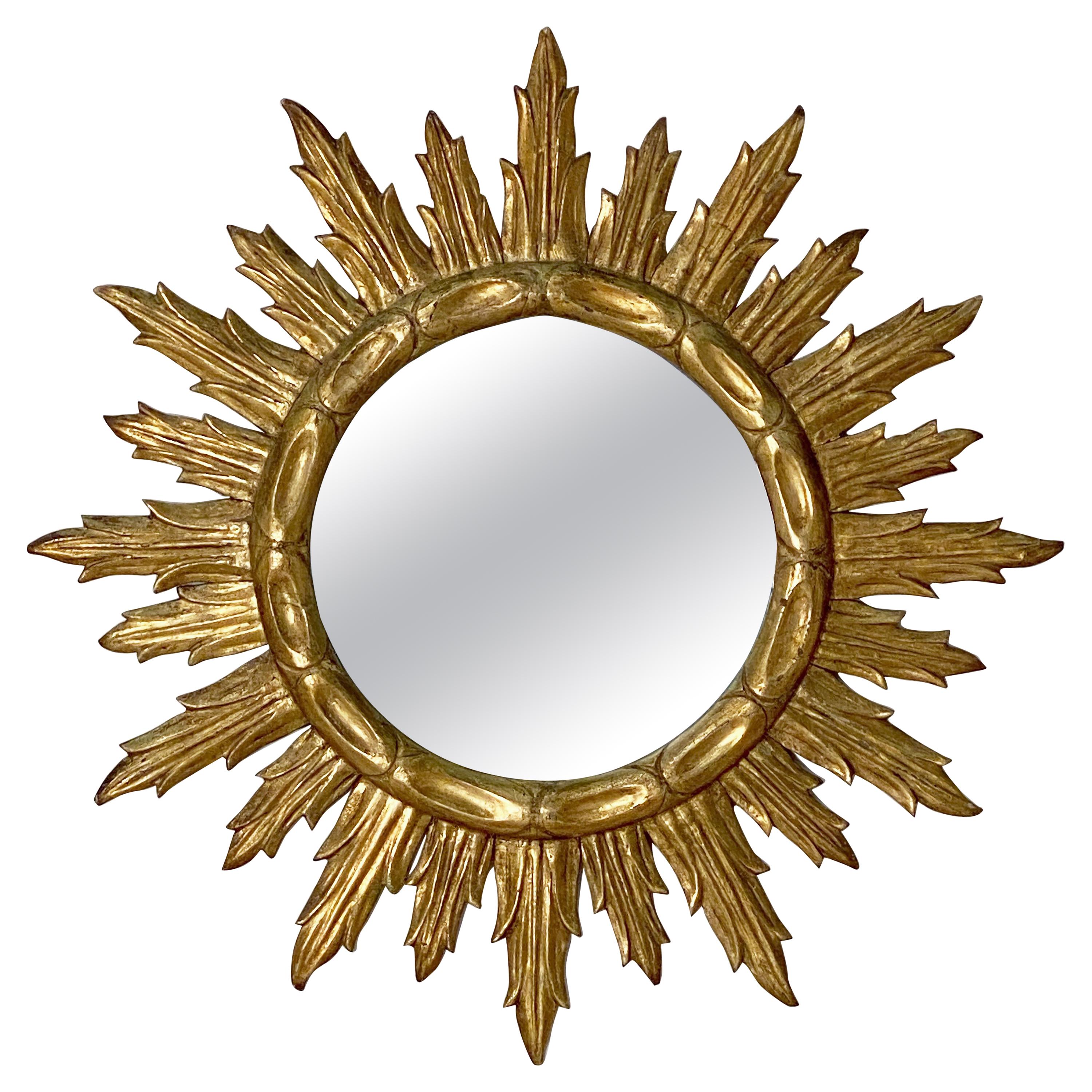 Large French Gilt Sunburst or Starburst Mirror (Diameter 32 1/4)