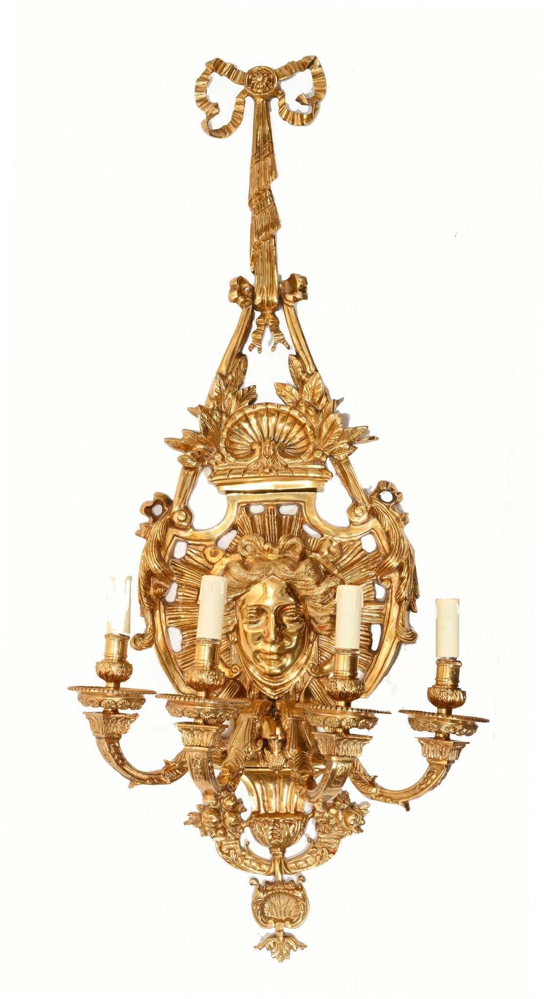 French Provincial Large French Gilt Wall Lights Empire Sconces Ormolu