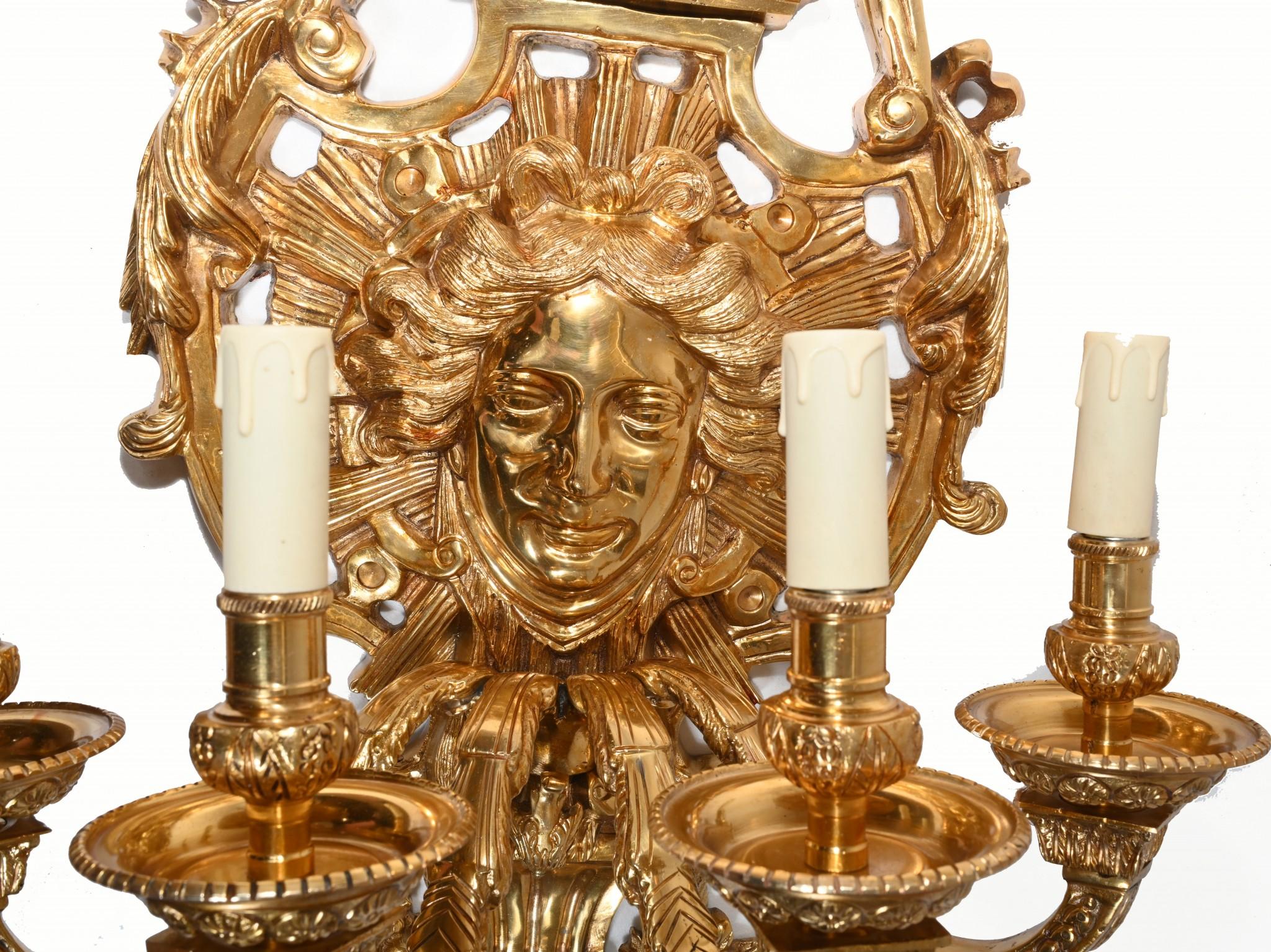 Large French Gilt Wall Lights Empire Sconces Ormolu In Good Condition In Potters Bar, GB