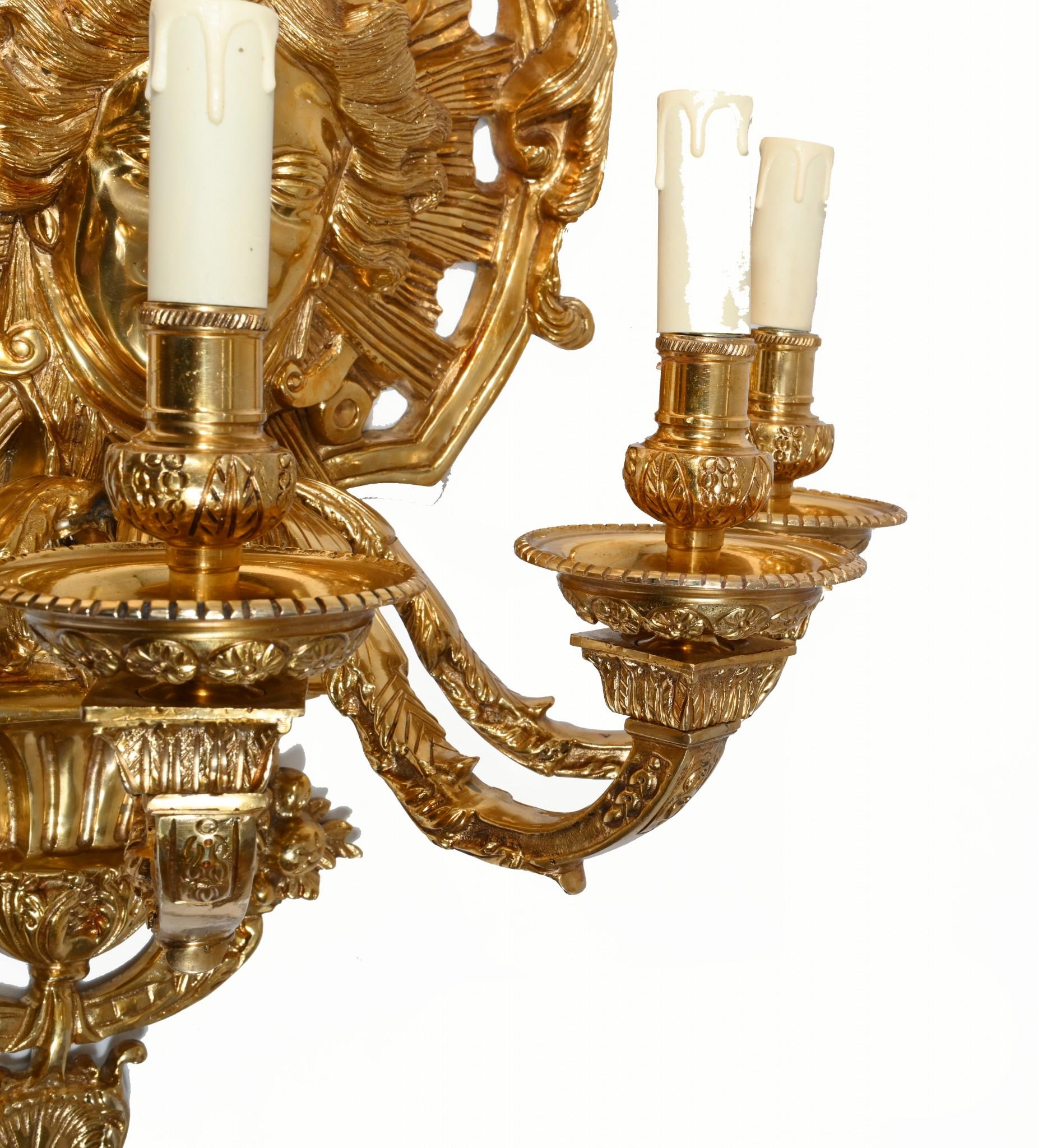 Large French Gilt Wall Lights Empire Sconces Ormolu 1