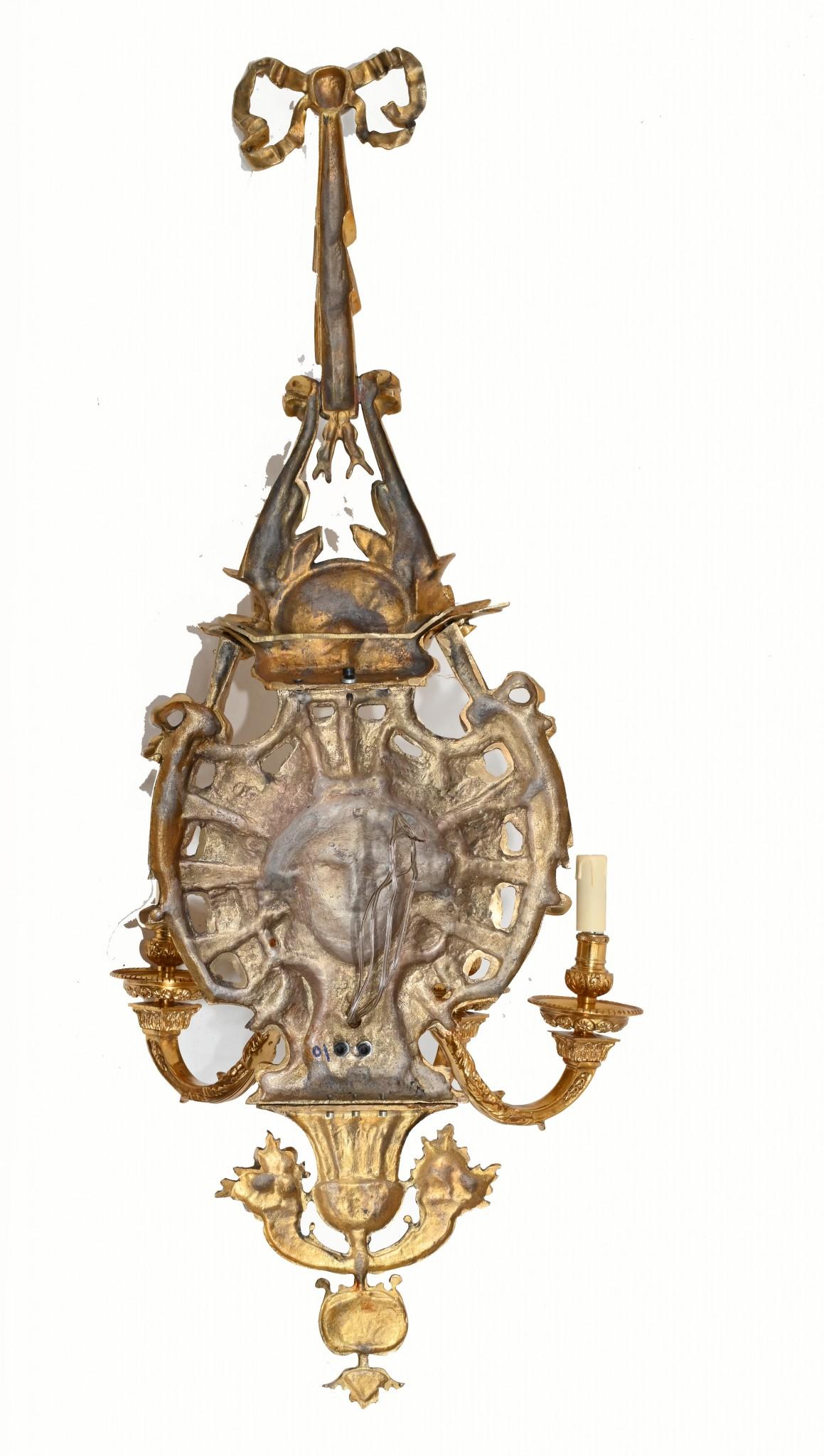 Large French Gilt Wall Lights Empire Sconces Ormolu 2