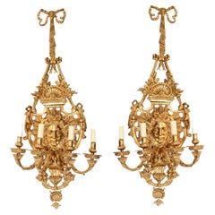 Large French Gilt Wall Lights Empire Sconces Ormolu