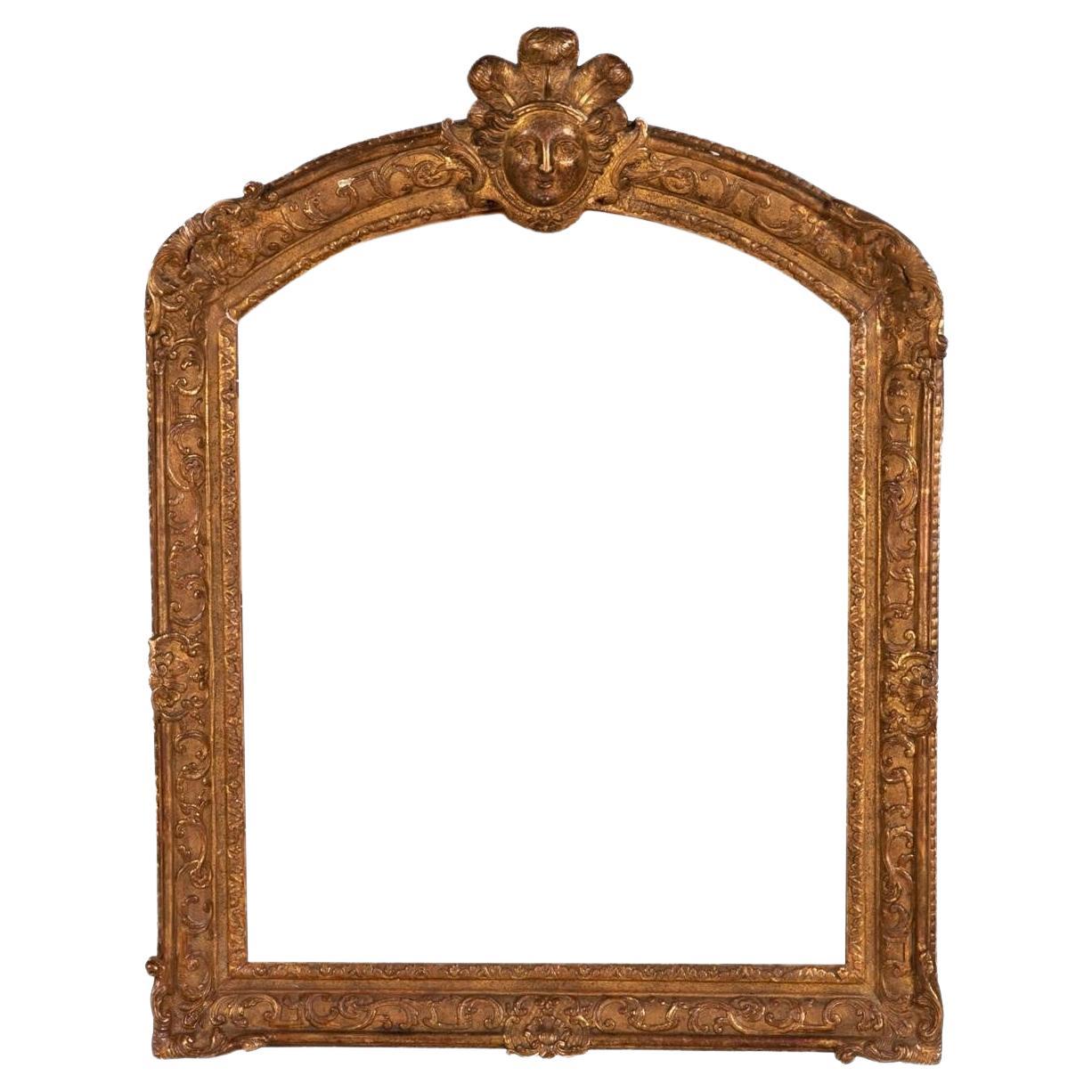 Large French Giltwood Frame with Rounded Top For Sale