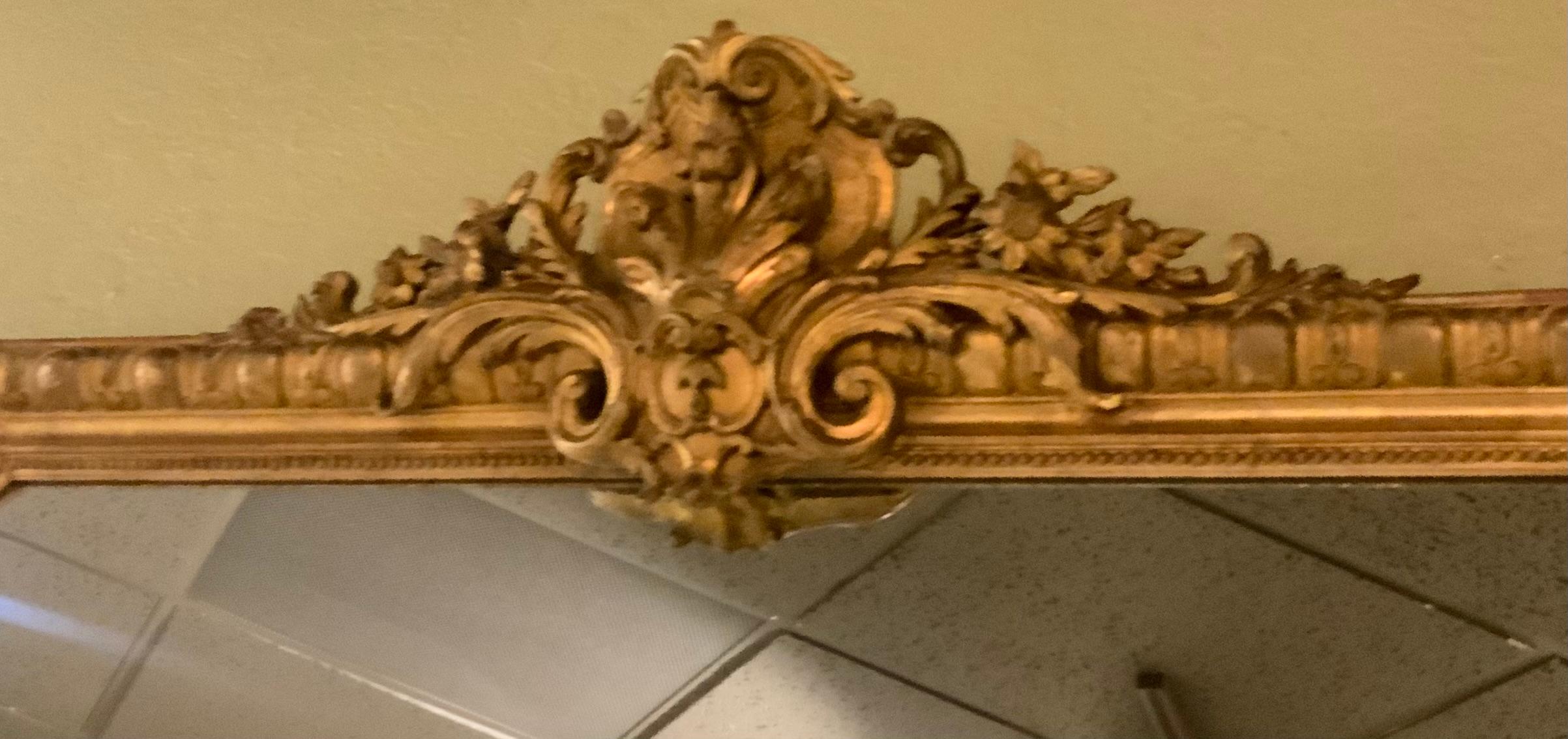 Giltwood Large French giltwood mirror Belle Epoque 19 th century For Sale