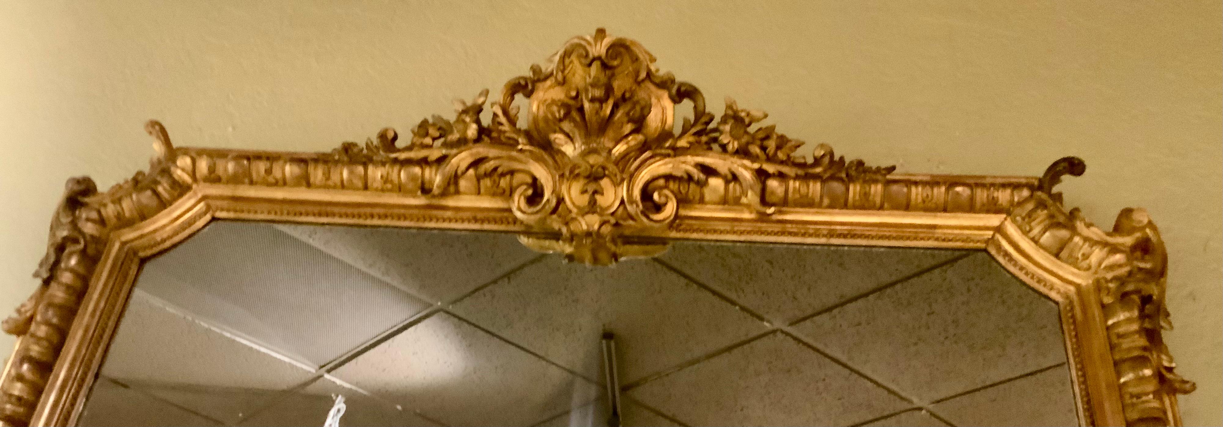 Large French giltwood mirror Belle Epoque 19 th century For Sale 2