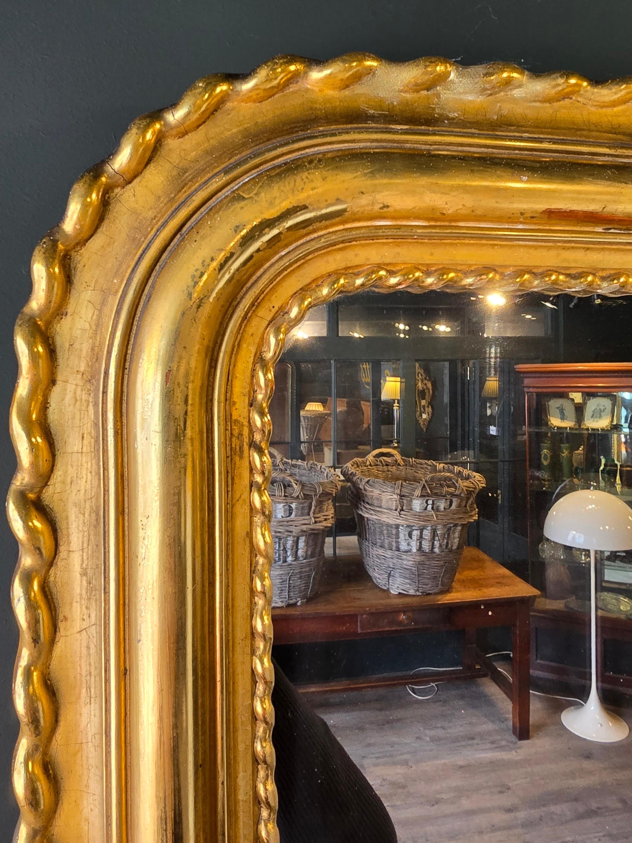 Luigi Filippo Grande specchio francese in legno dorato in vendita