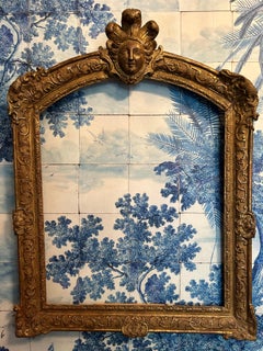 Large French Giltwood Mirror Frame with Rounded Top