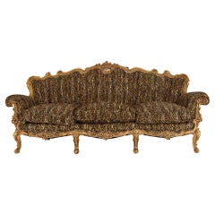 Large French Giltwood Ornate Antique Sofa