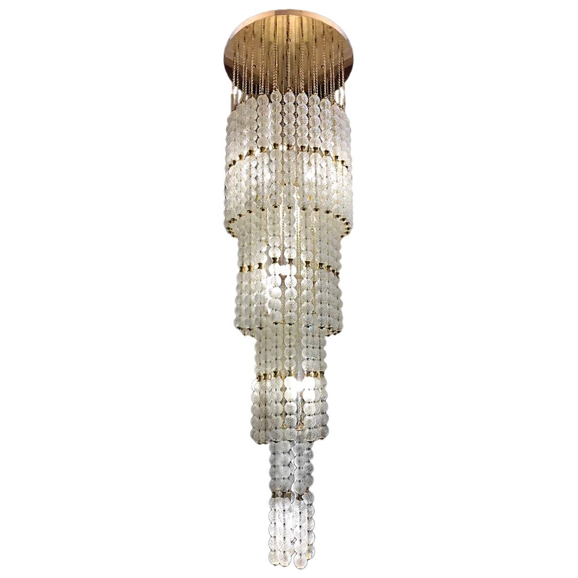 Large French Glass Cascade Chandelier For Sale