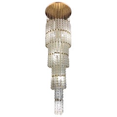 Large French Glass Cascade Chandelier
