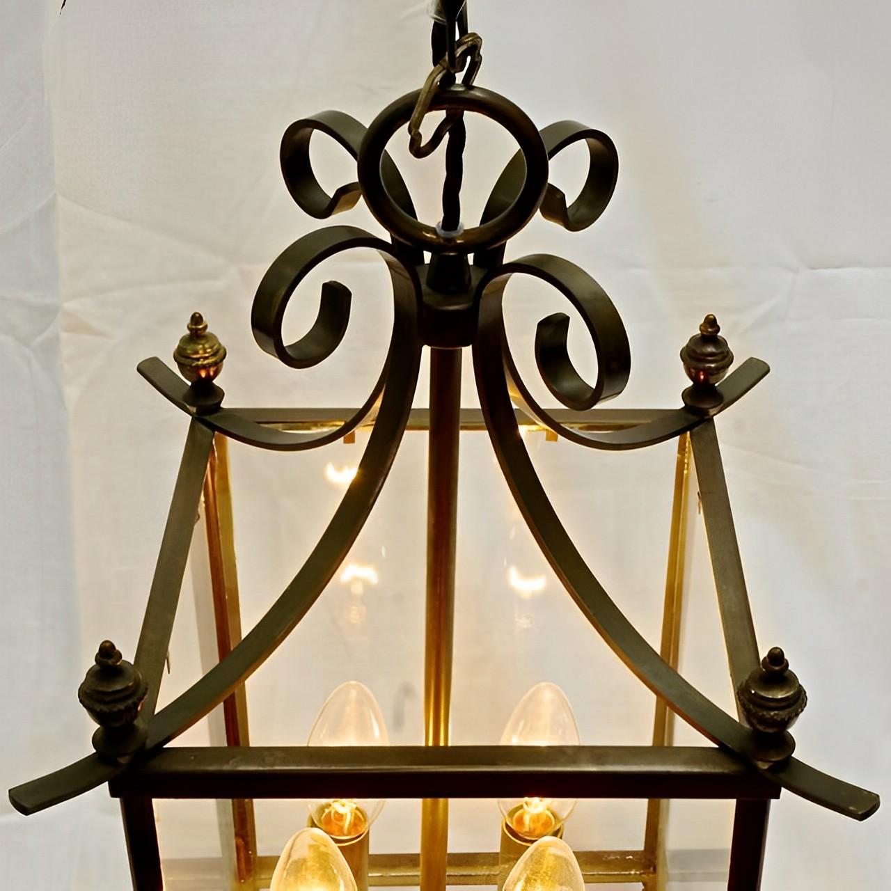 Large French Glazed Four Light Lantern Mid Century In Good Condition For Sale In London, GB