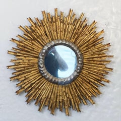 Large French Gold and Silver Gilt Sunburst or Starburst Mirror (Dia 27 1/4)