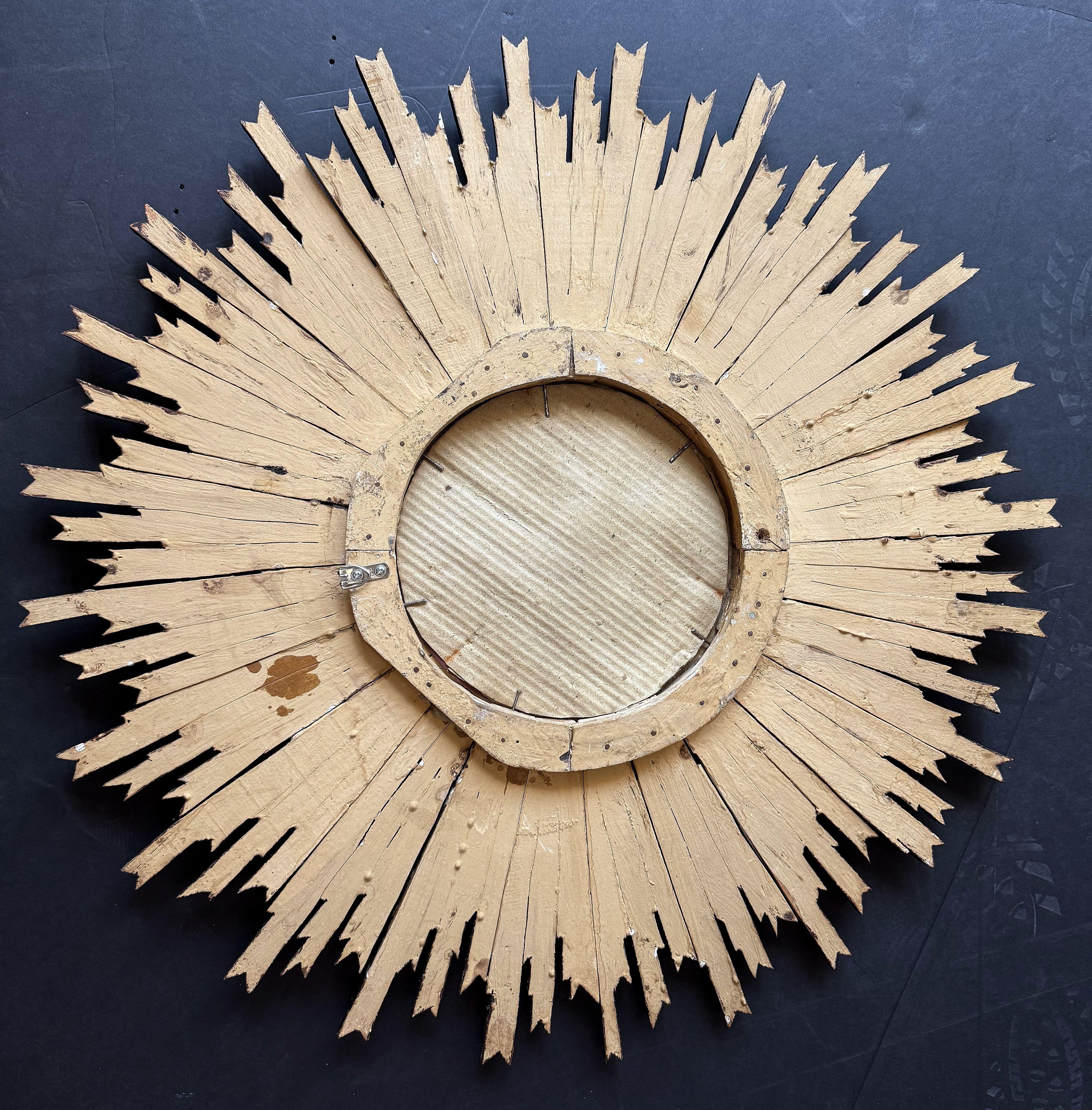 Large French Gold and Silver Gilt Sunburst or Starburst Mirror (Dia 27 1/4) For Sale 3