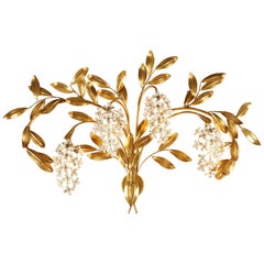 Large French Gold Leaf 
Wisteria
 Flower Wall Light